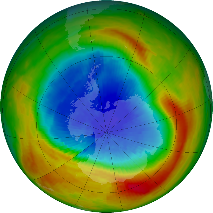 Antarctic ozone map for 08 October 1988